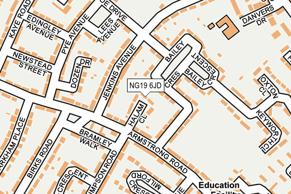 NG19 6JD map - OS OpenMap – Local (Ordnance Survey)