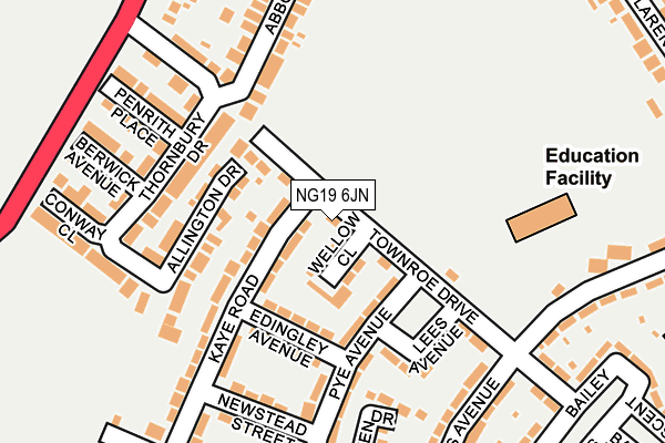 NG19 6JN map - OS OpenMap – Local (Ordnance Survey)