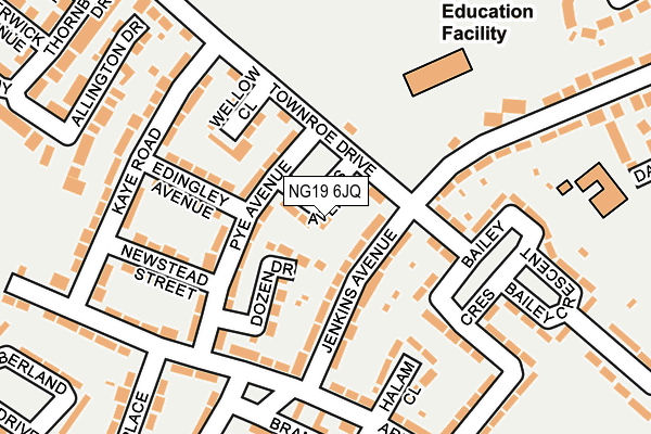 NG19 6JQ map - OS OpenMap – Local (Ordnance Survey)