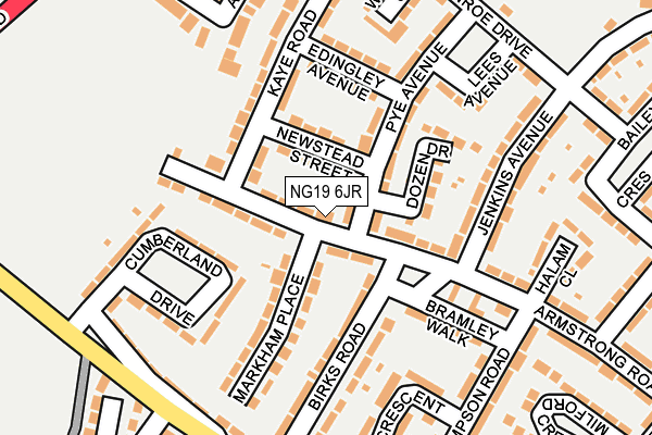 NG19 6JR map - OS OpenMap – Local (Ordnance Survey)