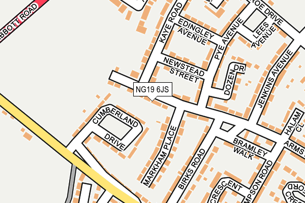 NG19 6JS map - OS OpenMap – Local (Ordnance Survey)
