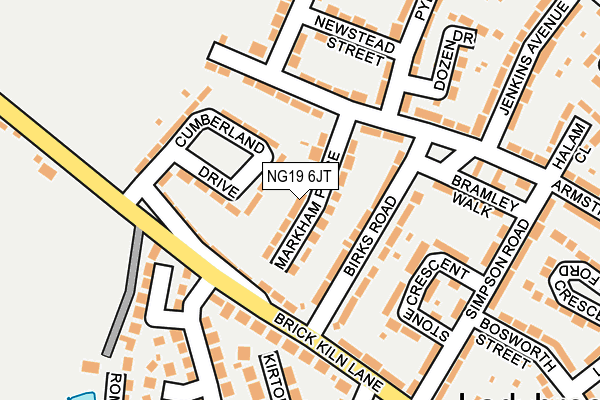 NG19 6JT map - OS OpenMap – Local (Ordnance Survey)