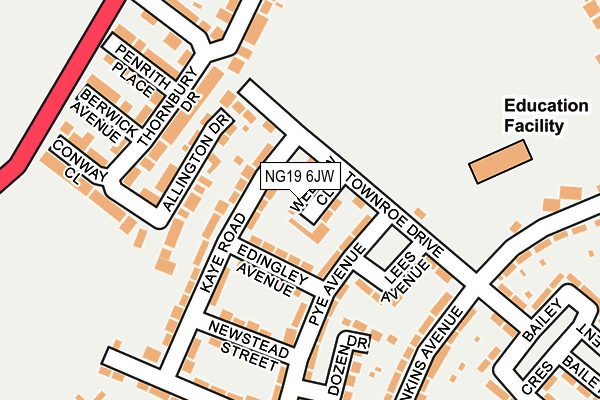 NG19 6JW map - OS OpenMap – Local (Ordnance Survey)
