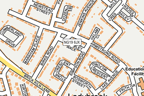 NG19 6JX map - OS OpenMap – Local (Ordnance Survey)