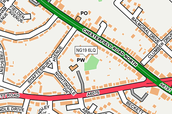 NG19 6LQ map - OS OpenMap – Local (Ordnance Survey)