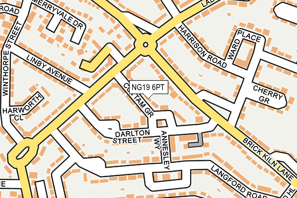 NG19 6PT map - OS OpenMap – Local (Ordnance Survey)