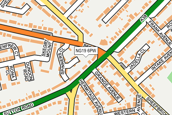 NG19 6PW map - OS OpenMap – Local (Ordnance Survey)