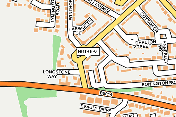 NG19 6PZ map - OS OpenMap – Local (Ordnance Survey)