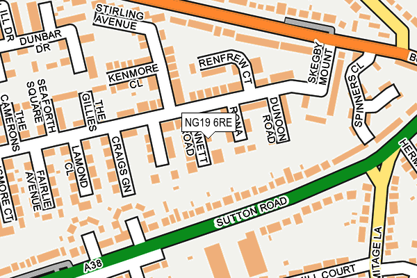 NG19 6RE map - OS OpenMap – Local (Ordnance Survey)