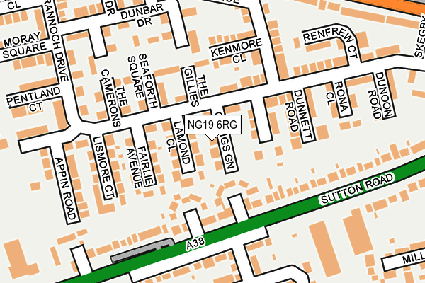 NG19 6RG map - OS OpenMap – Local (Ordnance Survey)