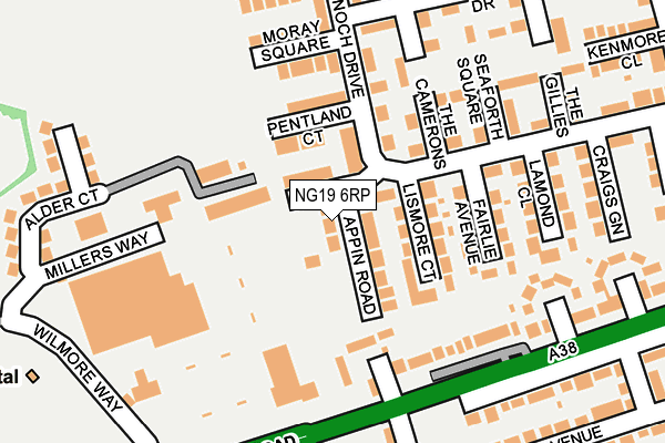 NG19 6RP map - OS OpenMap – Local (Ordnance Survey)