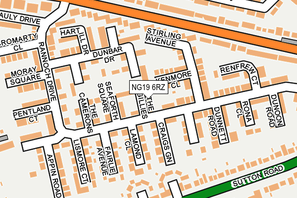 NG19 6RZ map - OS OpenMap – Local (Ordnance Survey)