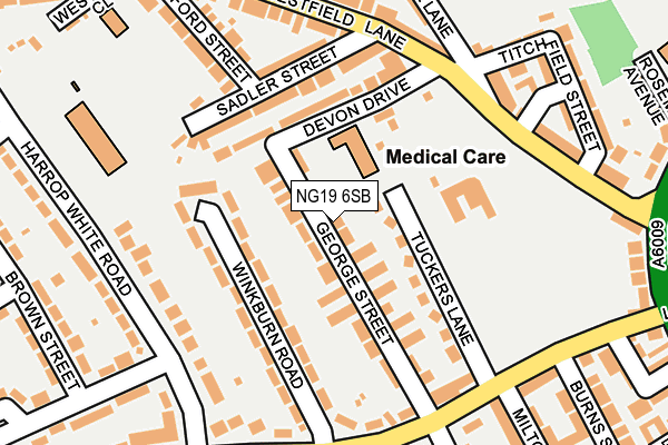 NG19 6SB map - OS OpenMap – Local (Ordnance Survey)