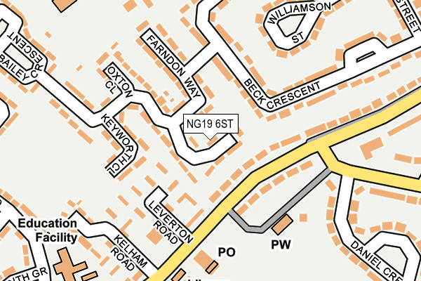 NG19 6ST map - OS OpenMap – Local (Ordnance Survey)