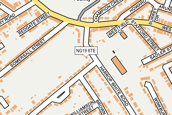 NG19 6TE map - OS OpenMap – Local (Ordnance Survey)