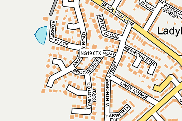 NG19 6TX map - OS OpenMap – Local (Ordnance Survey)