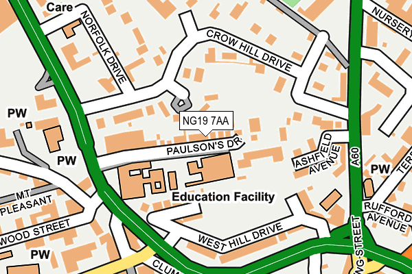NG19 7AA map - OS OpenMap – Local (Ordnance Survey)