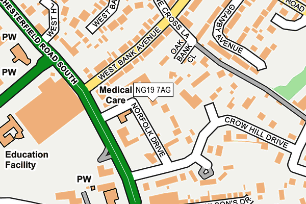 NG19 7AG map - OS OpenMap – Local (Ordnance Survey)