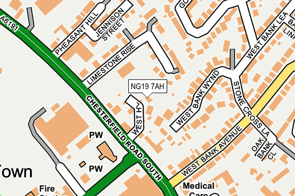 NG19 7AH map - OS OpenMap – Local (Ordnance Survey)