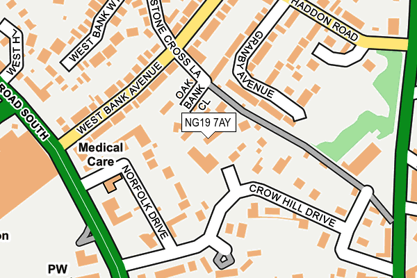 NG19 7AY map - OS OpenMap – Local (Ordnance Survey)