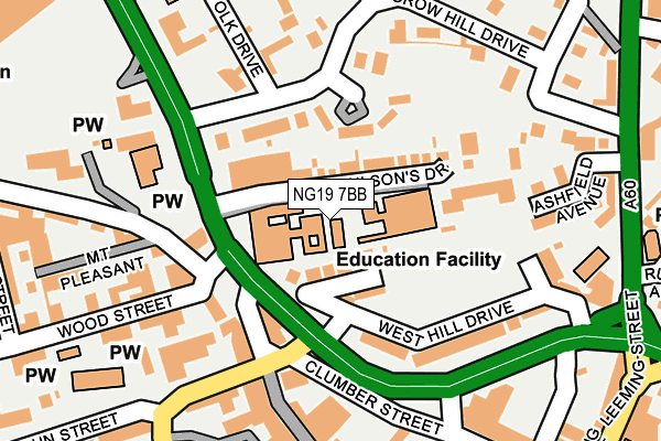 NG19 7BB map - OS OpenMap – Local (Ordnance Survey)