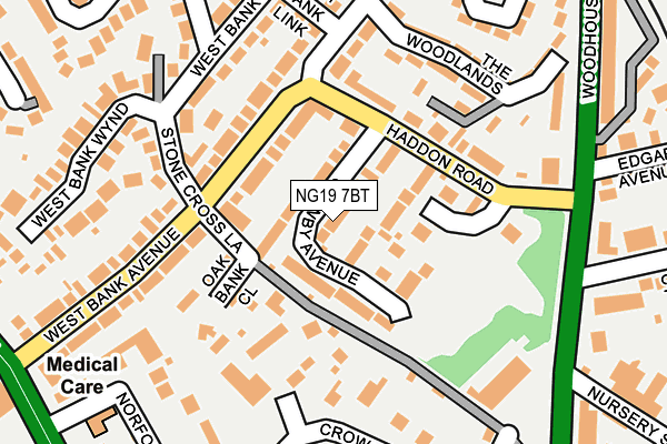 NG19 7BT map - OS OpenMap – Local (Ordnance Survey)