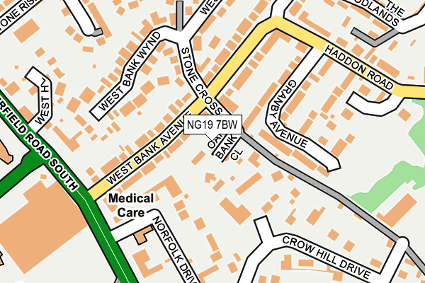 NG19 7BW map - OS OpenMap – Local (Ordnance Survey)