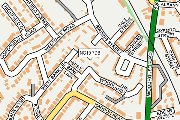 NG19 7DB map - OS OpenMap – Local (Ordnance Survey)