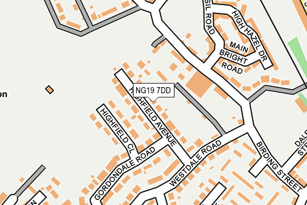 NG19 7DD map - OS OpenMap – Local (Ordnance Survey)