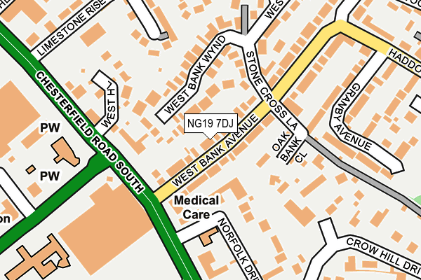 NG19 7DJ map - OS OpenMap – Local (Ordnance Survey)