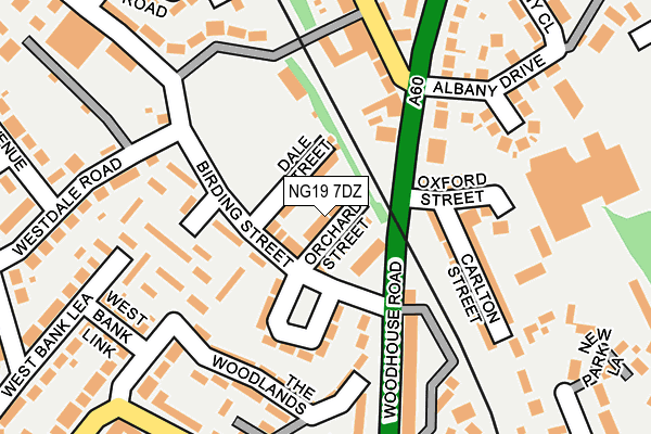 NG19 7DZ map - OS OpenMap – Local (Ordnance Survey)