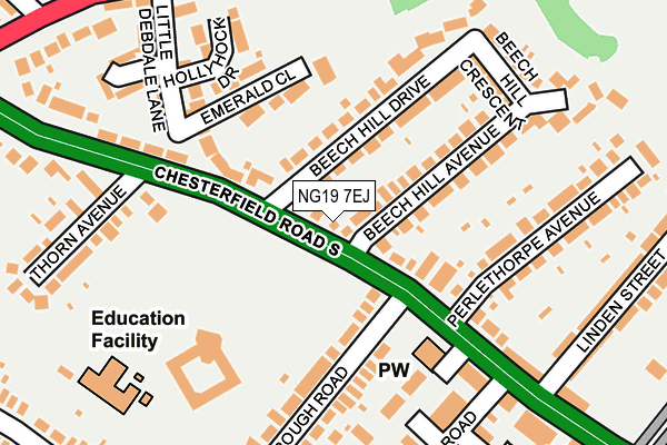 NG19 7EJ map - OS OpenMap – Local (Ordnance Survey)