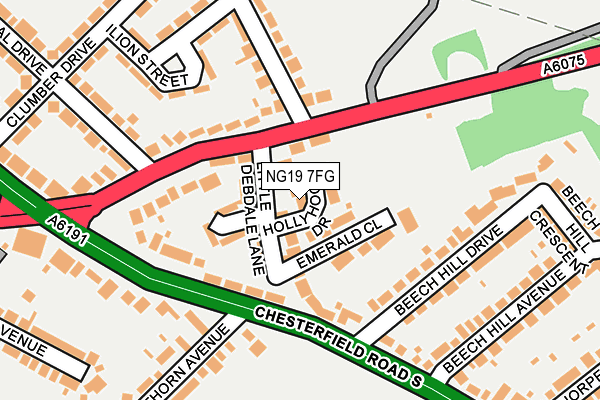 NG19 7FG map - OS OpenMap – Local (Ordnance Survey)