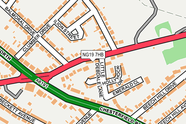 NG19 7HB map - OS OpenMap – Local (Ordnance Survey)