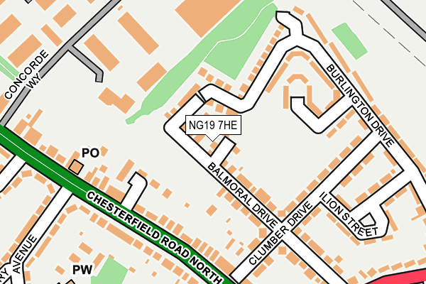 NG19 7HE map - OS OpenMap – Local (Ordnance Survey)