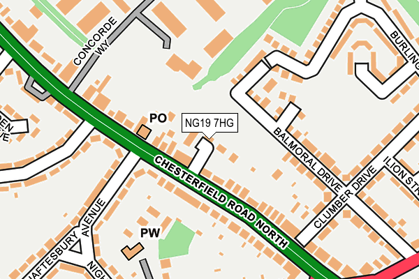 NG19 7HG map - OS OpenMap – Local (Ordnance Survey)