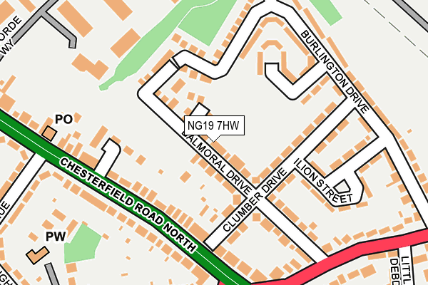 NG19 7HW map - OS OpenMap – Local (Ordnance Survey)