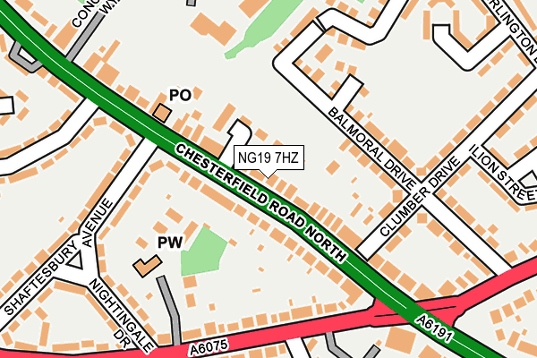 NG19 7HZ map - OS OpenMap – Local (Ordnance Survey)