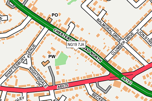 NG19 7JA map - OS OpenMap – Local (Ordnance Survey)