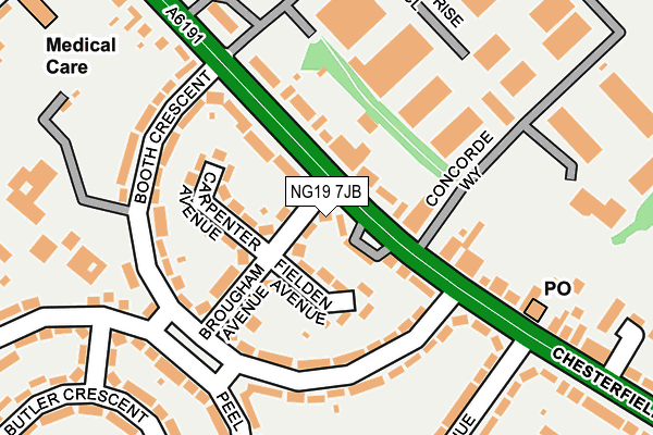 NG19 7JB map - OS OpenMap – Local (Ordnance Survey)