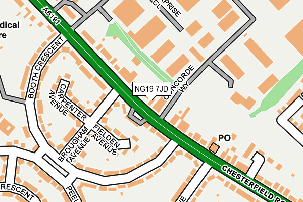 NG19 7JD map - OS OpenMap – Local (Ordnance Survey)
