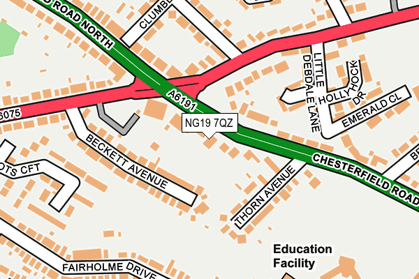 NG19 7QZ map - OS OpenMap – Local (Ordnance Survey)