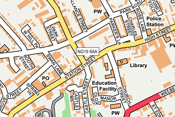 NG19 8AA map - OS OpenMap – Local (Ordnance Survey)