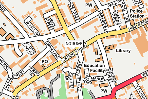 NG19 8AF map - OS OpenMap – Local (Ordnance Survey)