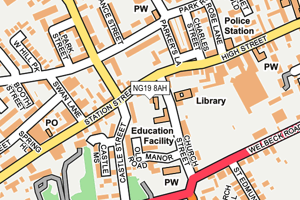 NG19 8AH map - OS OpenMap – Local (Ordnance Survey)