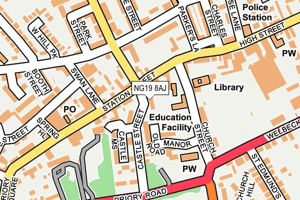 NG19 8AJ map - OS OpenMap – Local (Ordnance Survey)