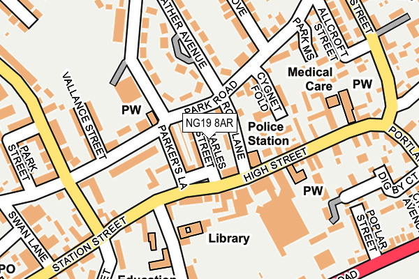 NG19 8AR map - OS OpenMap – Local (Ordnance Survey)