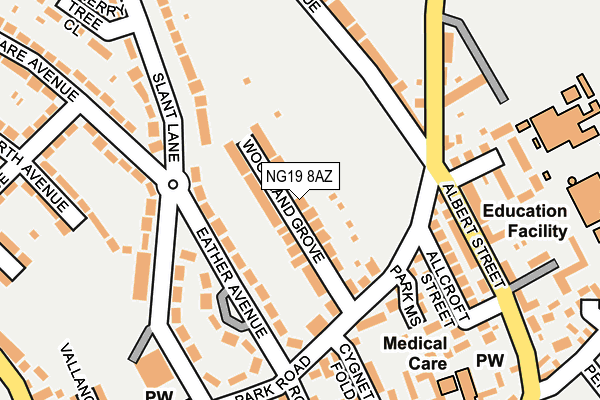 NG19 8AZ map - OS OpenMap – Local (Ordnance Survey)