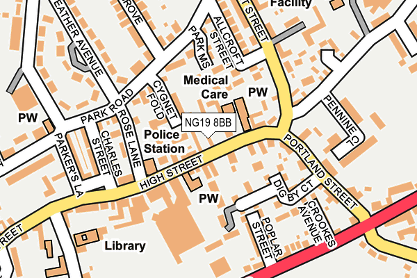 NG19 8BB map - OS OpenMap – Local (Ordnance Survey)