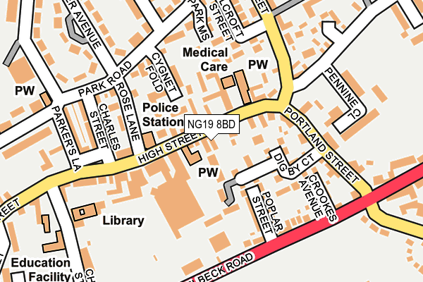 NG19 8BD map - OS OpenMap – Local (Ordnance Survey)